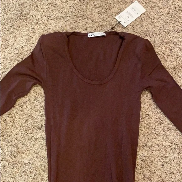 COPY - ZARA wine-coloured midi dress (S) - Picture 4 of 4